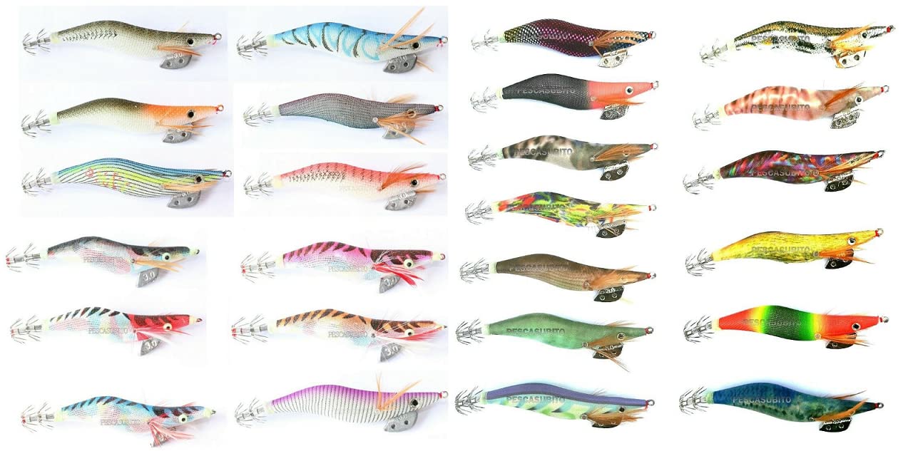 Super Kit 25 Totanare 3.0 Egi in Seta Pesca Seppia Seppie Calamari Barca Riva