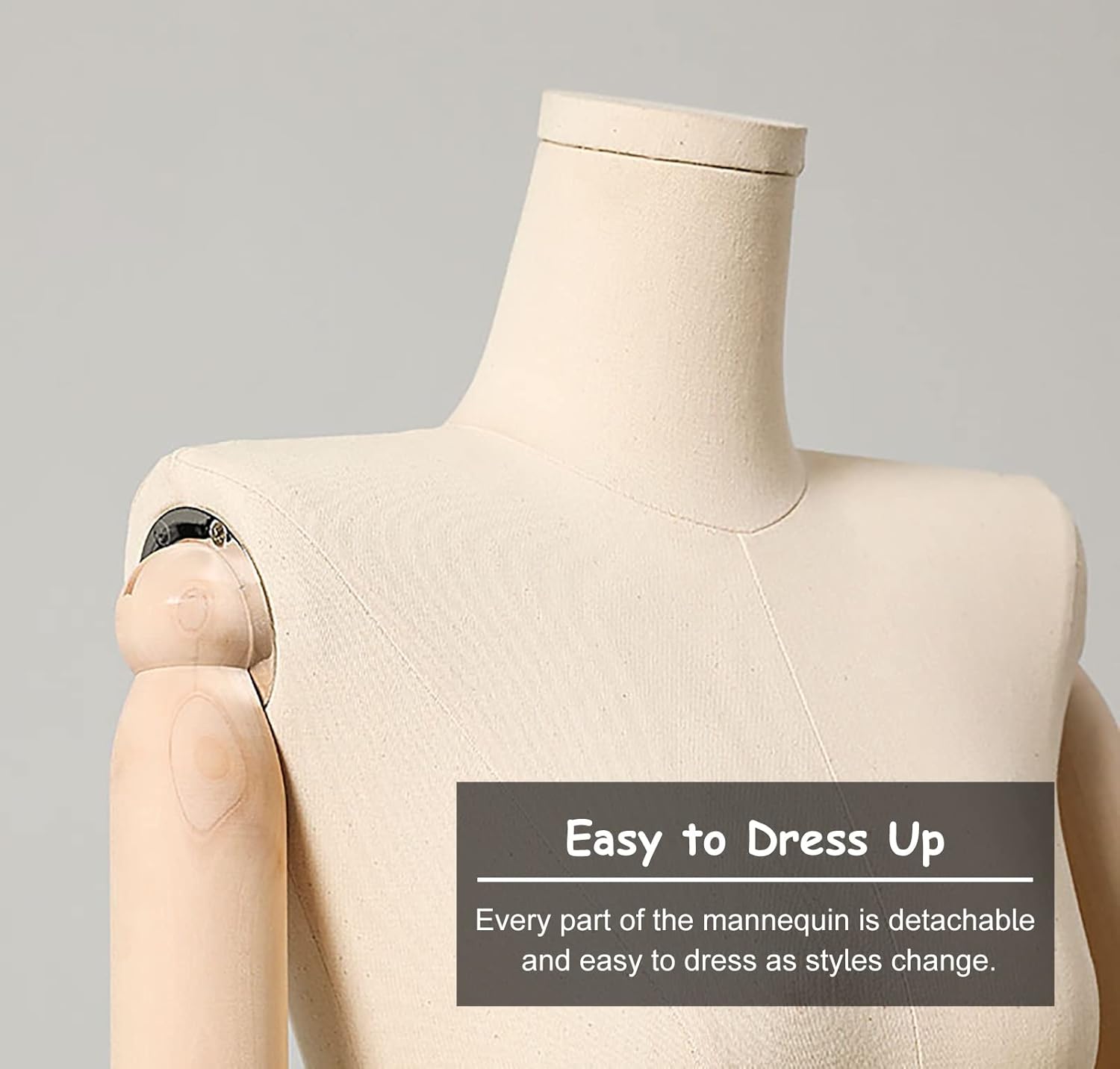 Mannequin Dress Form Adjustable Plastic Half Body Mannequin Stand, Female Clothing Store Wedding Shop for Clothes Dress Jewelry Display, Perfect Body Line Mannequin Torso (Silver Without Arms)