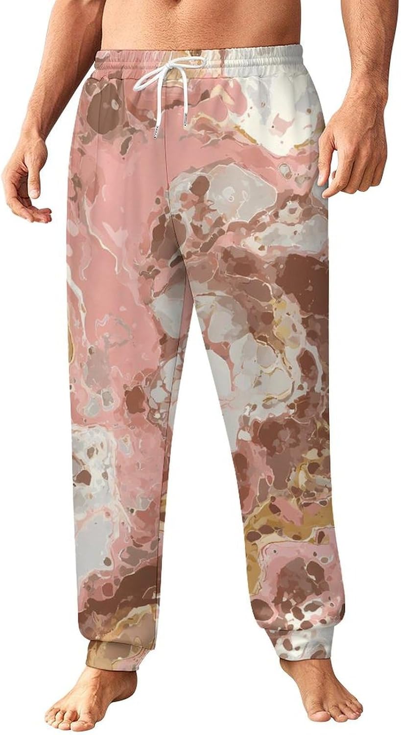 Rose Gold Abstract Marble Men Pants Lightweight Sweatpants Joggers Pant 4XL