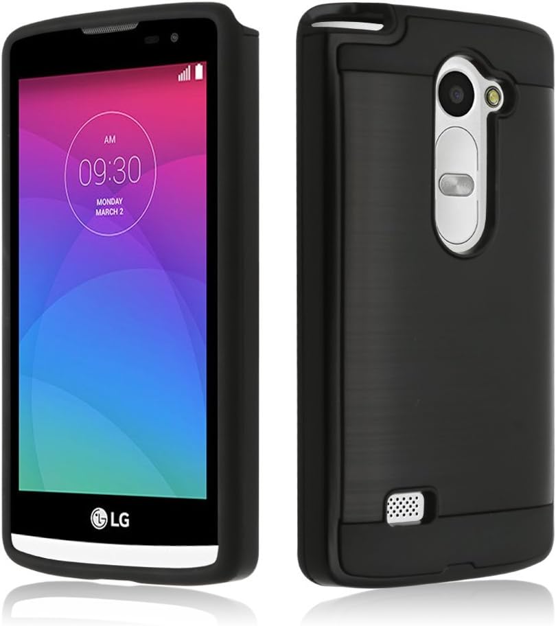 LG Leon Case, LG Risio Case, ZeopoCase 2-Piece Style Hybrid Shockproof Hard Case Cover for LG Leon/Tribute 2 (LS665)/ Destiny L21G/ Power L22C/ Risio (Black)