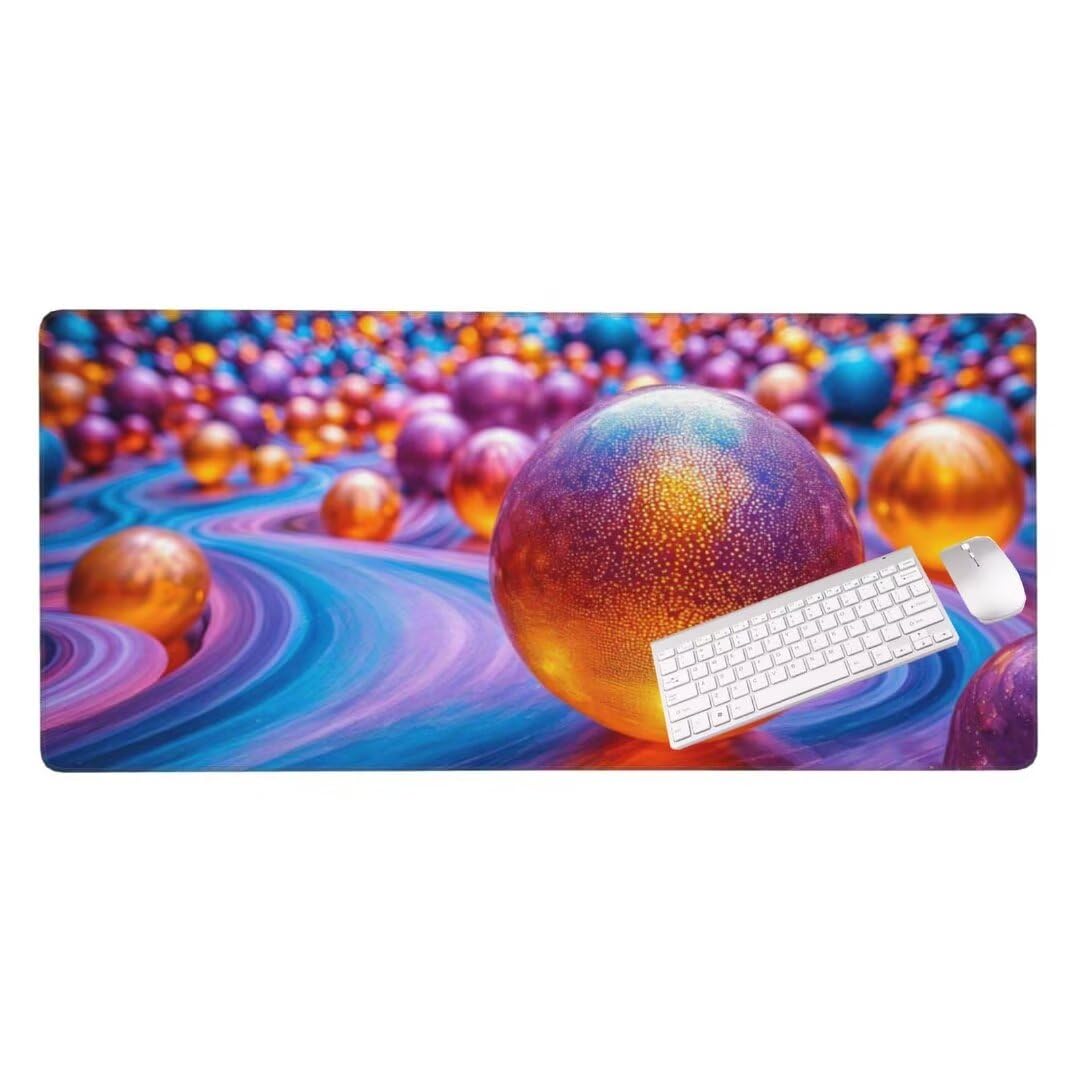 Gaming Mouse Pad, Large Mouse Mat 80x40x0.3 cm, Colored Ball Desk Mat XXL Extended Mousepad, Stitched Edges,Non- Slip Rubber Base, Iimproved Precision and Speed Keyboard Pad for Office Gamers S-1279