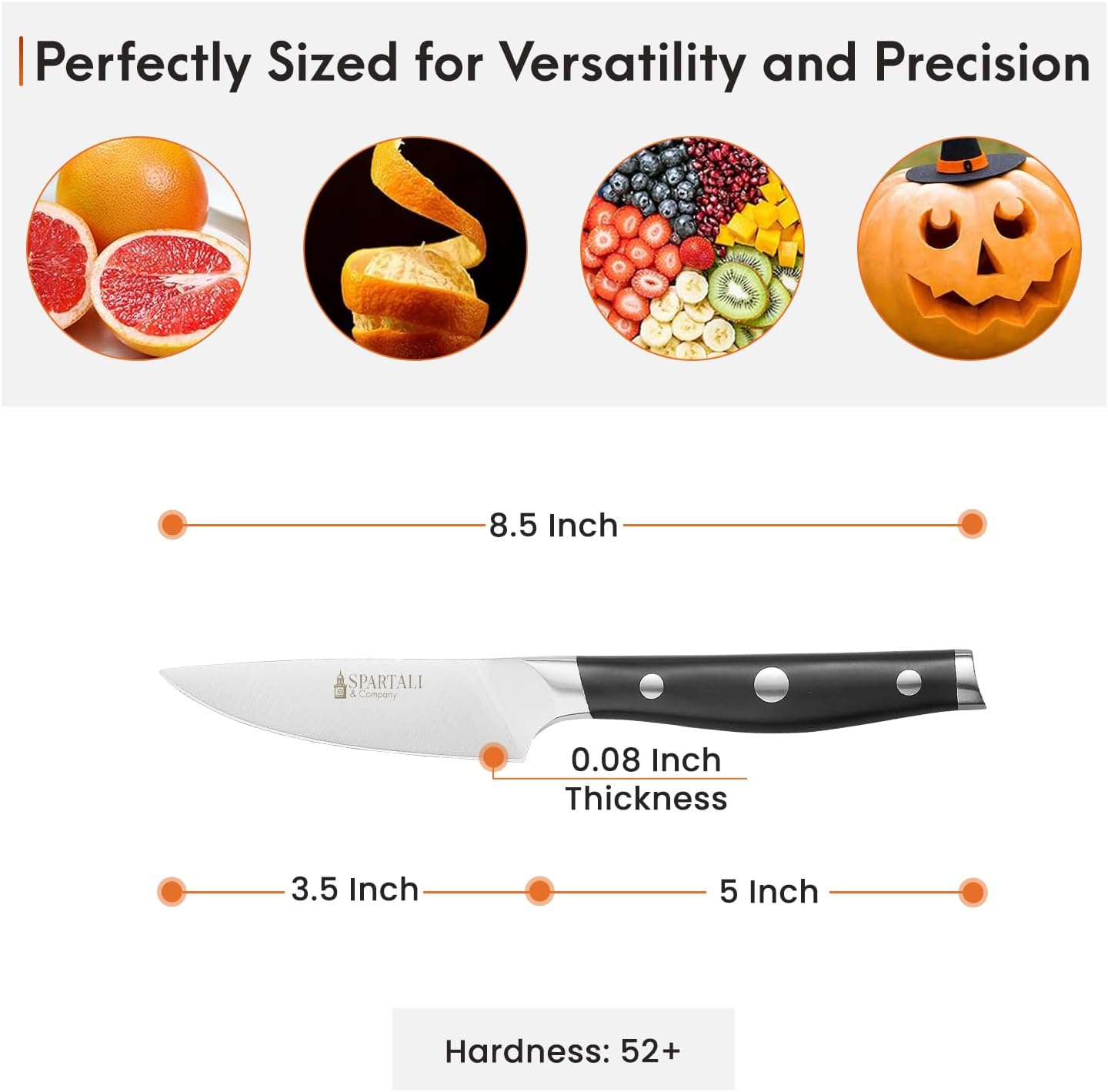 3-Piece Kitchen Knife Set – Includes 8” Chef Knife, 7” Nakiri, 3.5” Paring – High Carbon German Stainless Steel Blades, Ergonomic Handle – Versatile Knife Trio for Chopping, Dicing, and Slicing - Image 7