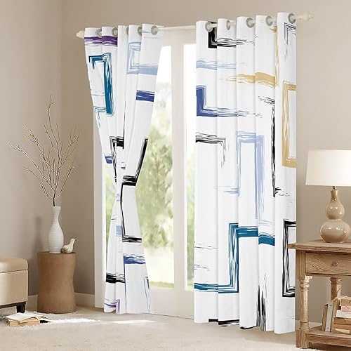 Miniatura 3 de Cortinas de ventana de graffiti geométrico en acuarela, arte abstracto de graffiti, cortinas opacas artísticas para oscurecer las manchas, diseño