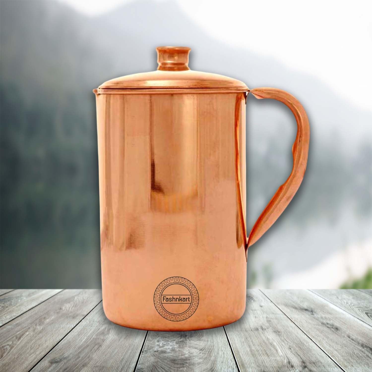 Brocca di rame per acqua potabile fatta a mano con 1 tazza di vetro per i benefici per la salute dell'Ayurveda Brocca di rame tradizionale per bere 1,5 litri 50,7 once