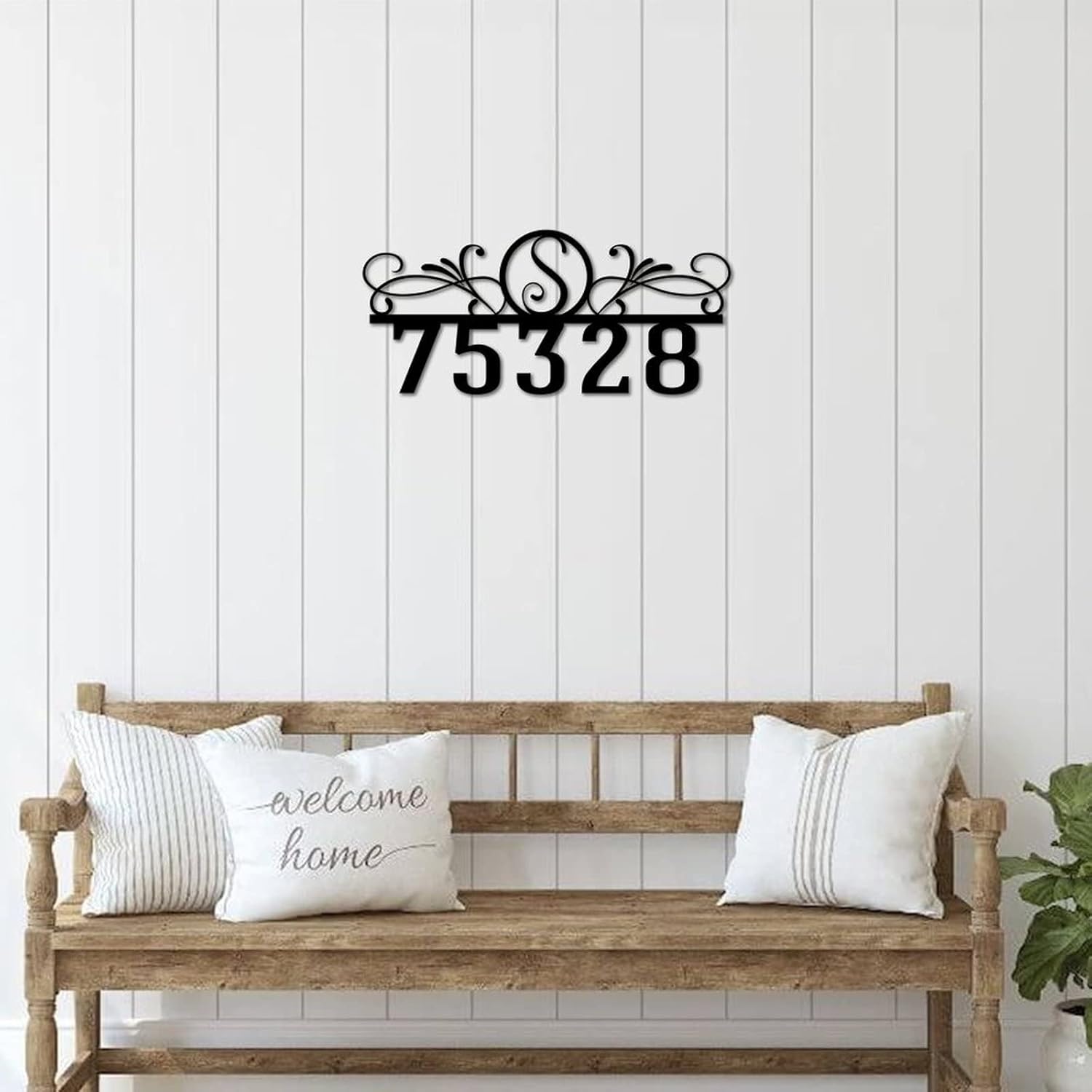 Scroll Family Name Monogram With Address Metal Wall Art Outdoor Metal Sign, Metal Family Monogram Plaque with Address Metal Wall Art Last Name Sign, Wedding Gift Home Gallery Wall Decorations Mothers