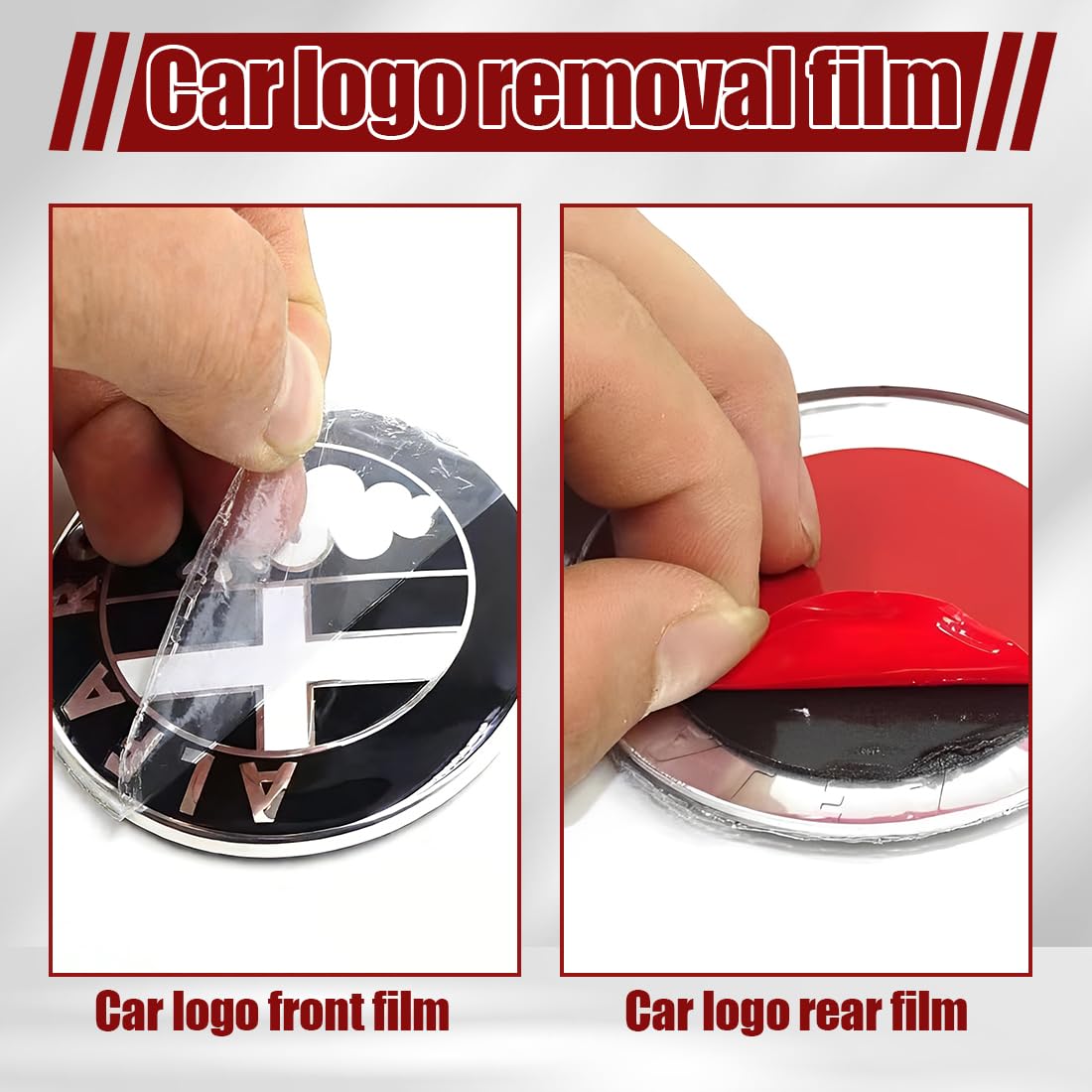 PRAOFRT 2 Pezzi 74mm Fregi Stemma Compatibili con Alfa Romeo Auto Logo Per Cofano Anteriore e Posteriore Emblema Stemmi in Metallo（Nero） - 5