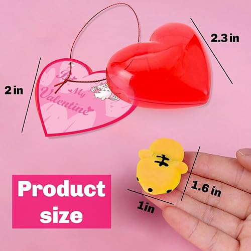 Miniatura 4 de Juego de juguetes blandos Mochi de San Valentín 28 unidades cajas de corazón rellenas de Mochi de San Valentín con tarjetas regalos para aliviar el