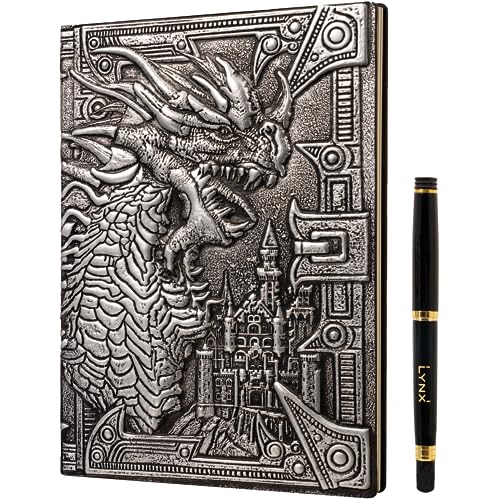 DND Cuaderno / Libreta de 200 Páginas con Dragón Plateado 3D