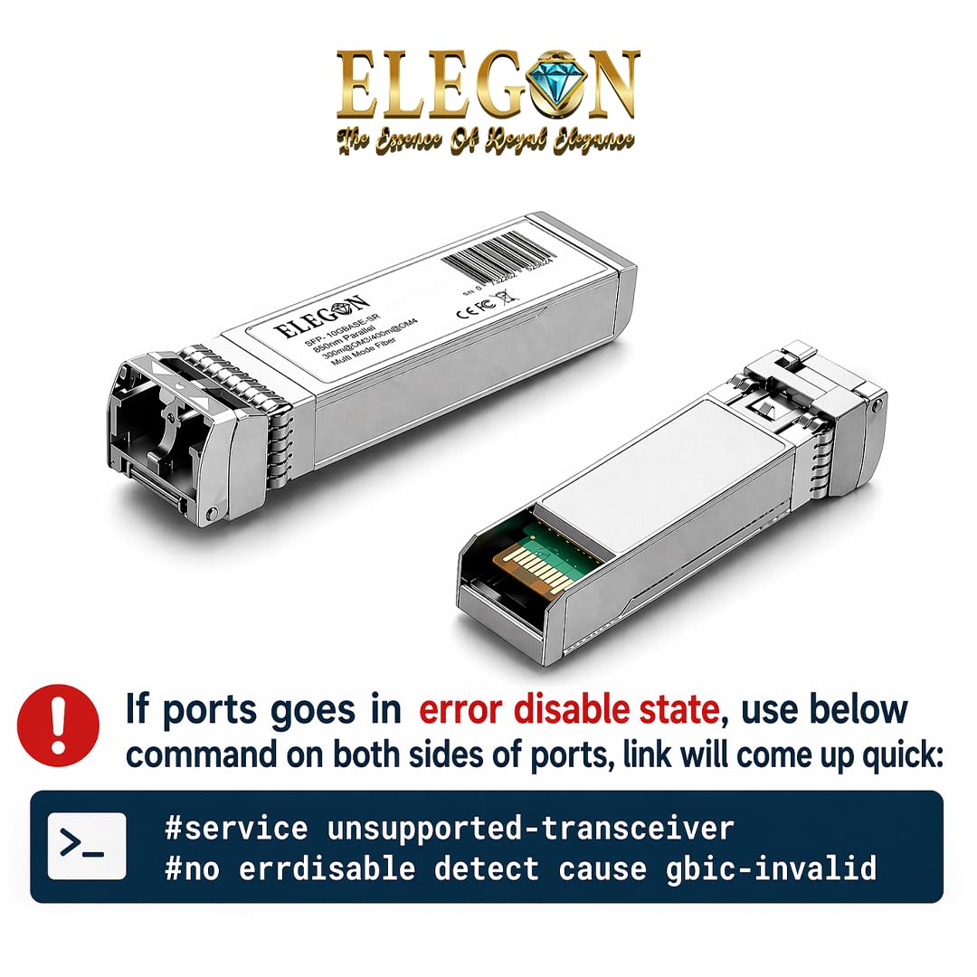 10GBASE-SR SFP+ Transceiver, 10G 850nm MMF 400m OM4/300m OM3 Duplex LC, DDM, NAS HPC, kompatibel Cisco SFP-10G-SR, Ubiquiti, Meraki, Mikrotik, Fortinet, Aruba, QNAP (10G SR MMF SFP+)
