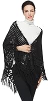 BEAUZSUZSANA Women's Versatile Triangle Knit Shawl Wrap - Elegant Fringed Scarf for Evening Dresses, Parties & Travel