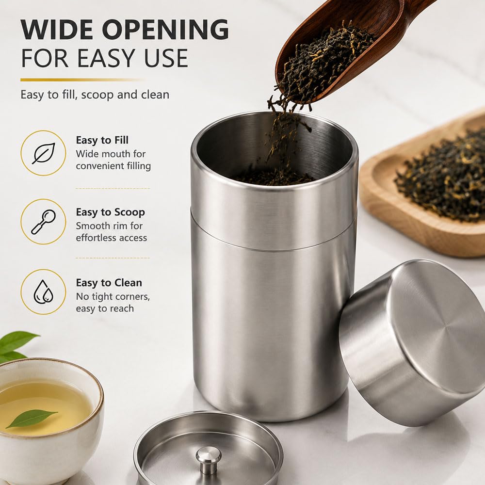 2Pezzi Barattoli Acciaioinox Cucina Sale Zucchero Caffè 650ml