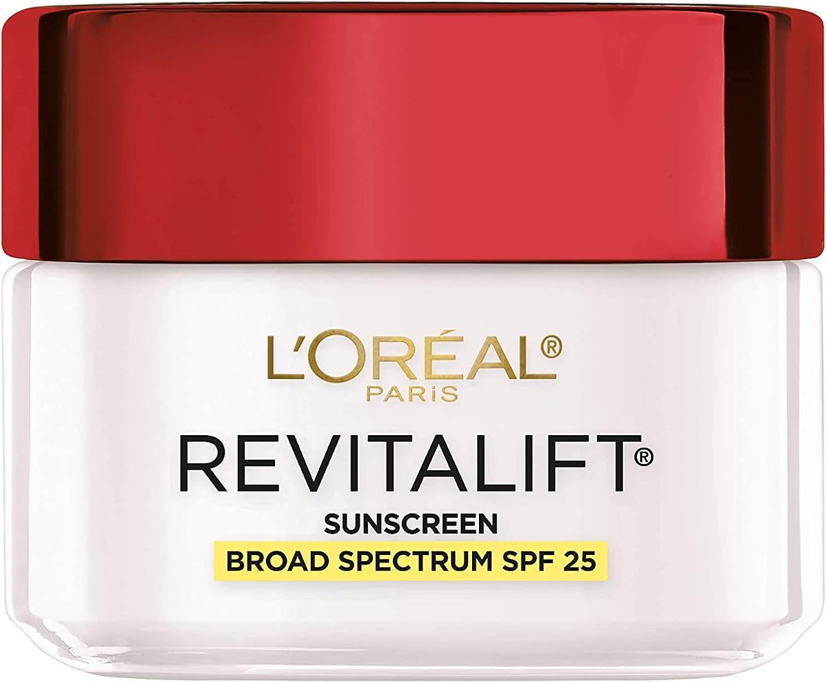 Crema hidratante facial antiarrugas y reafirmante Revitalift de L'Oréal Paris con SPF 25, Pro-Retinol y Centella Asiatica, sin parabenos, 1,7 oz (el envase puede variar)