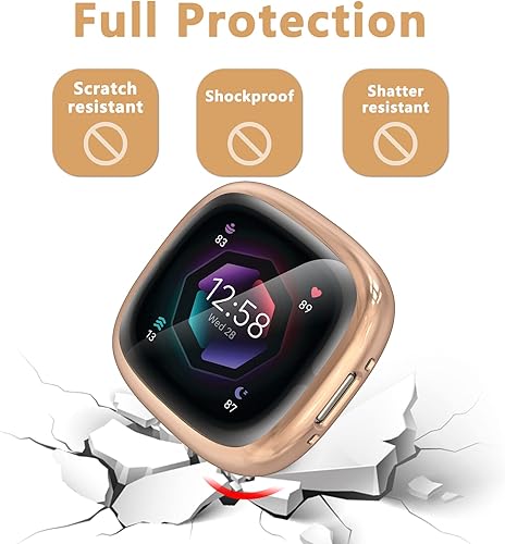 Miniatura 4 de Protector de pantalla suave compatible con Fitbit Sense 2Versa 4, paquete de 5 fundas protectoras de TPU HD de cobertura completa compatible con