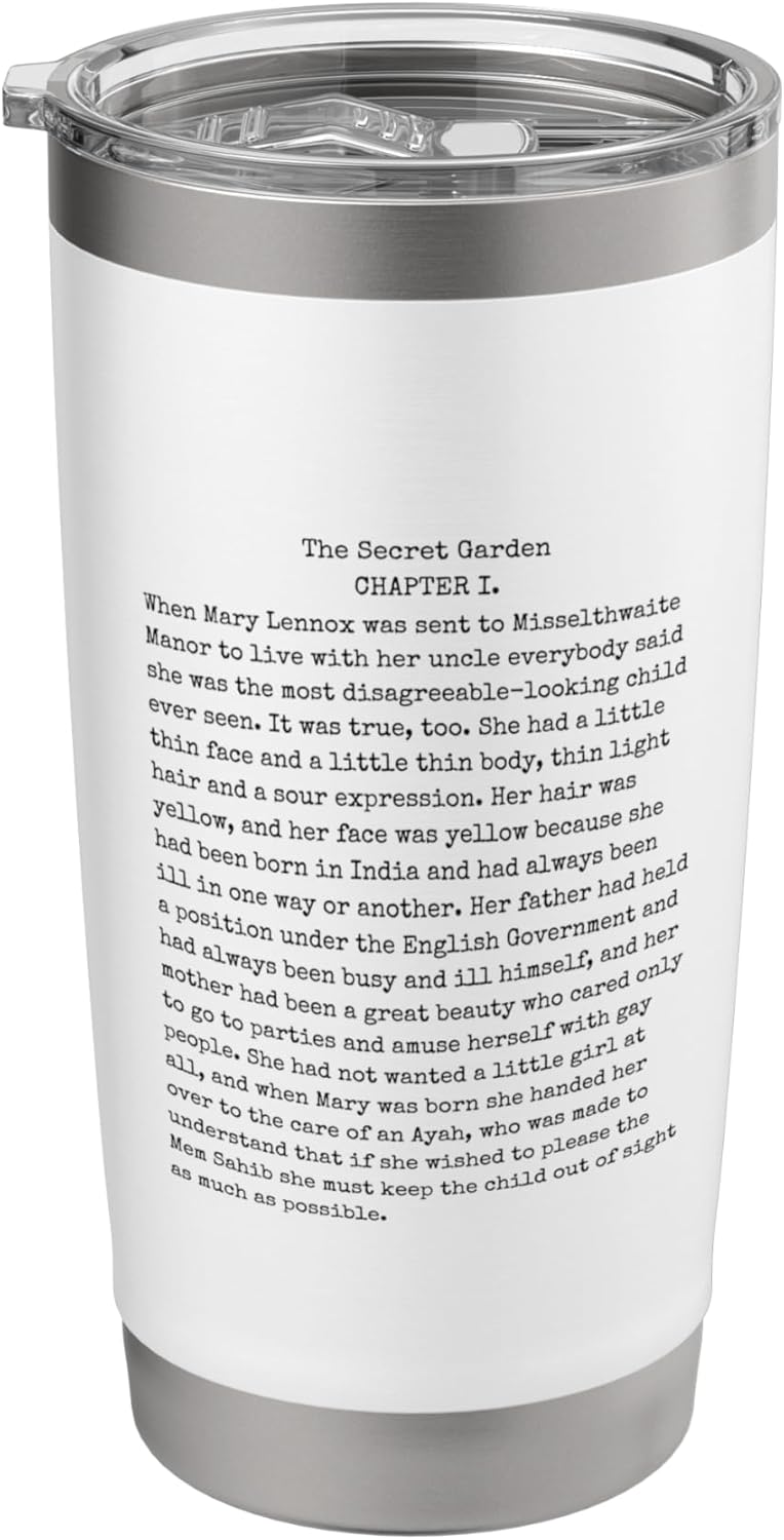 The Secret Garden Book Lover Reader Vintage Text Stainless Steel Insulated Tumbler