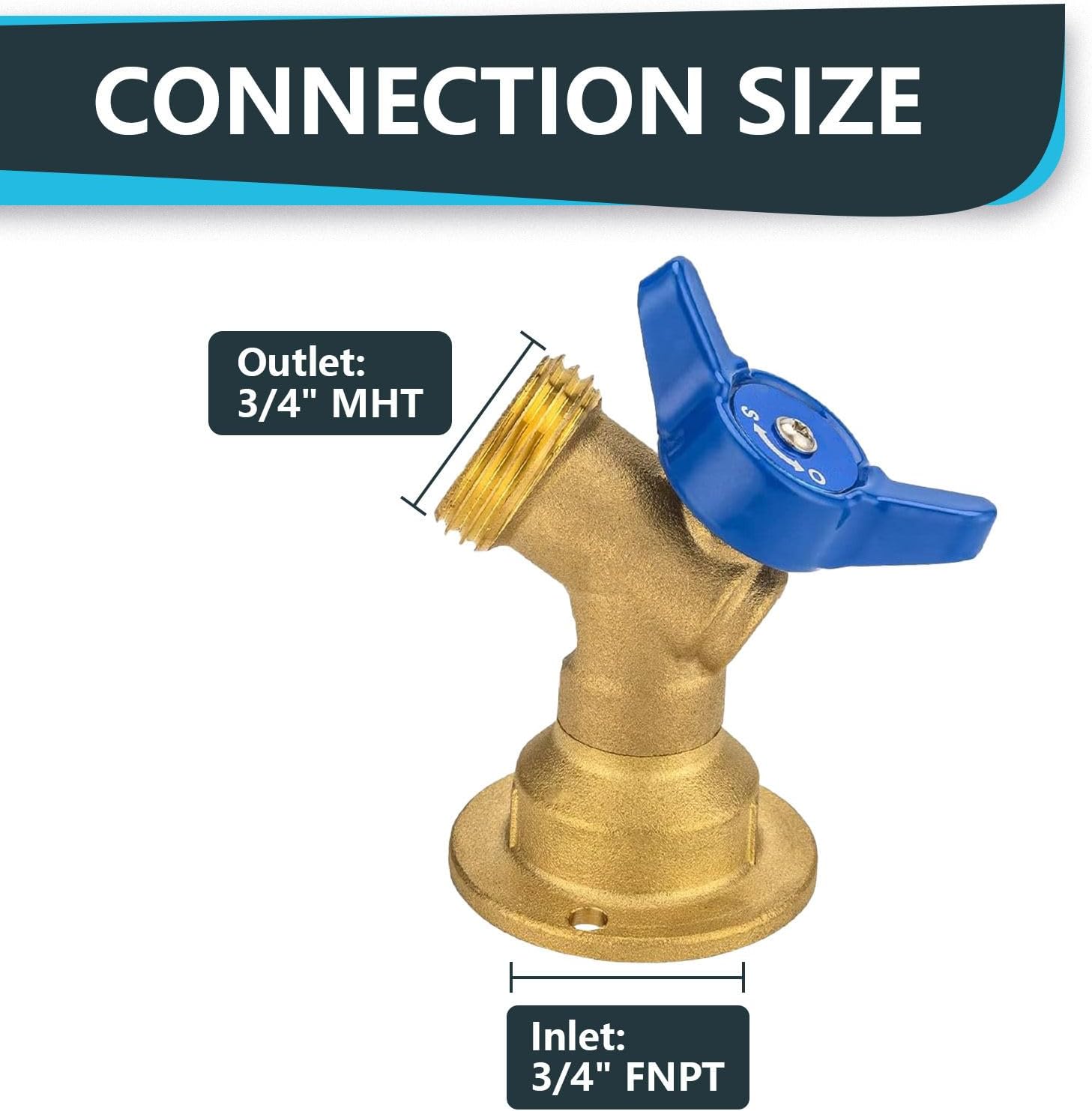 5 Pcs Hose Bibb Valve, 3/4" FIP x 3/4" MHT Brass 1/4-Turn Plumbing Fitting, for Garden and Outdoor Water Connection