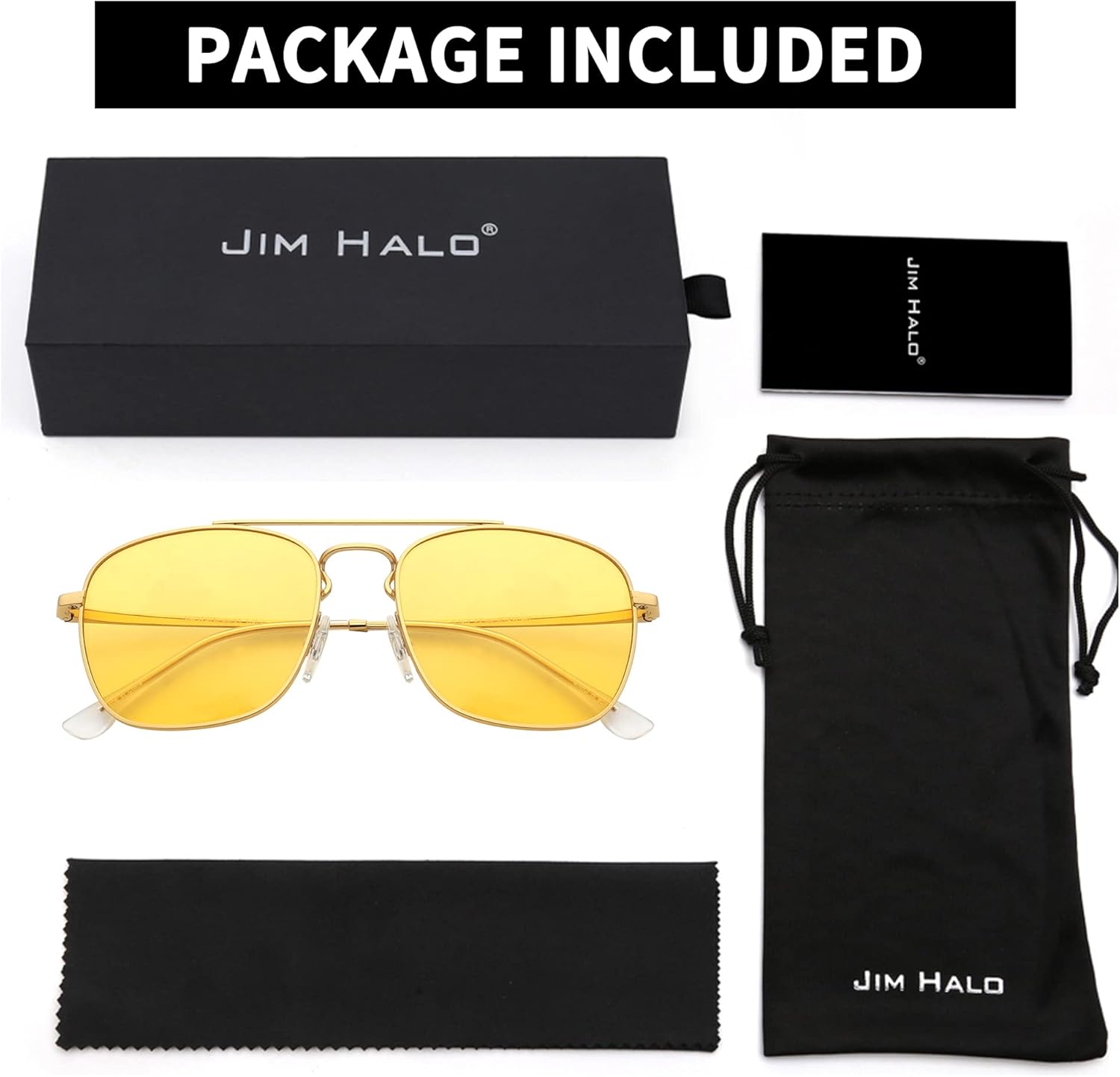 JIM HALO Retro Square Aviator Sunglasses Premium Glass Lens Flat Metal Eyewear Men Women - Image 6