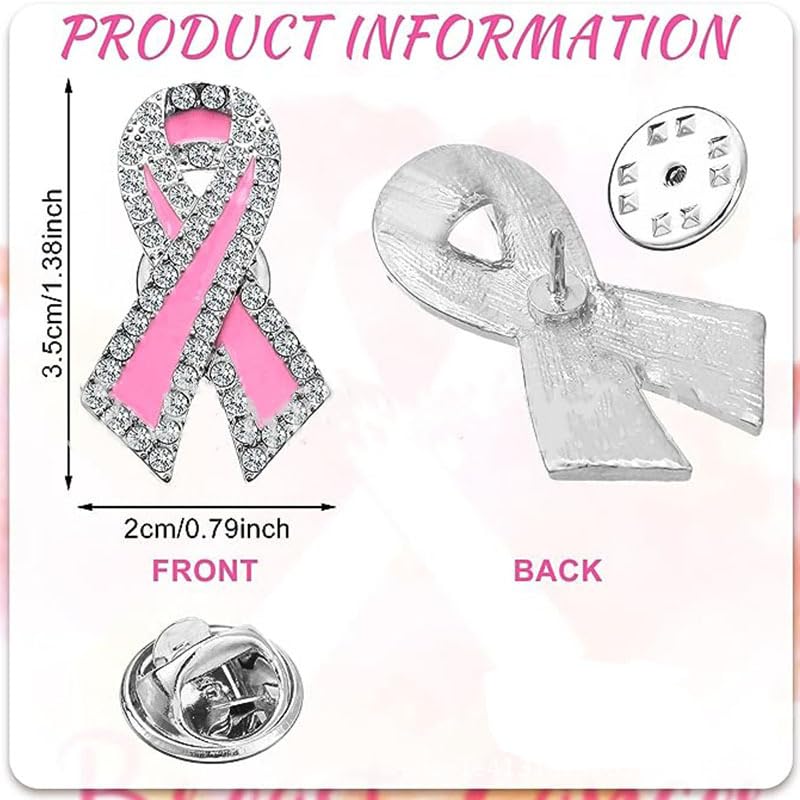Image of Fashion Pink Ribbon Breast Cancer Awareness Lapel Pins Enamel Red Badge Women Brooch Jewelry