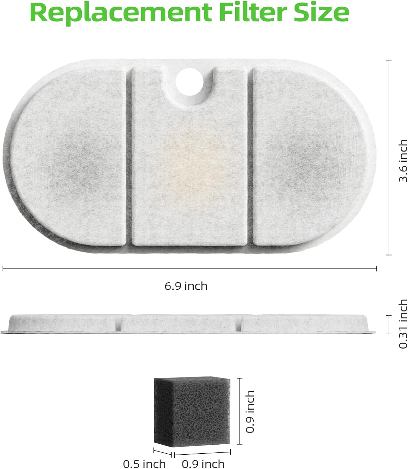 Cat and Dog Water Fountain Replacement Filters for 71oz/2.1L Capsule Fountains | 16 Carbon Filters + 16 Sponges | 8-Month Bulk Supply for Multi-Pet Homes | BPA-Free Parts, 32 Pack