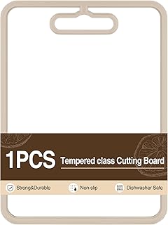 Tempered Glass Cutting Board for Kitchen - High-Strength Glass with Non-Slip silicone Frame.Scratch/Heat/shatter Resistant, BPA-Free, ldeal Alternative to Plastic & Wood Cutting Boards