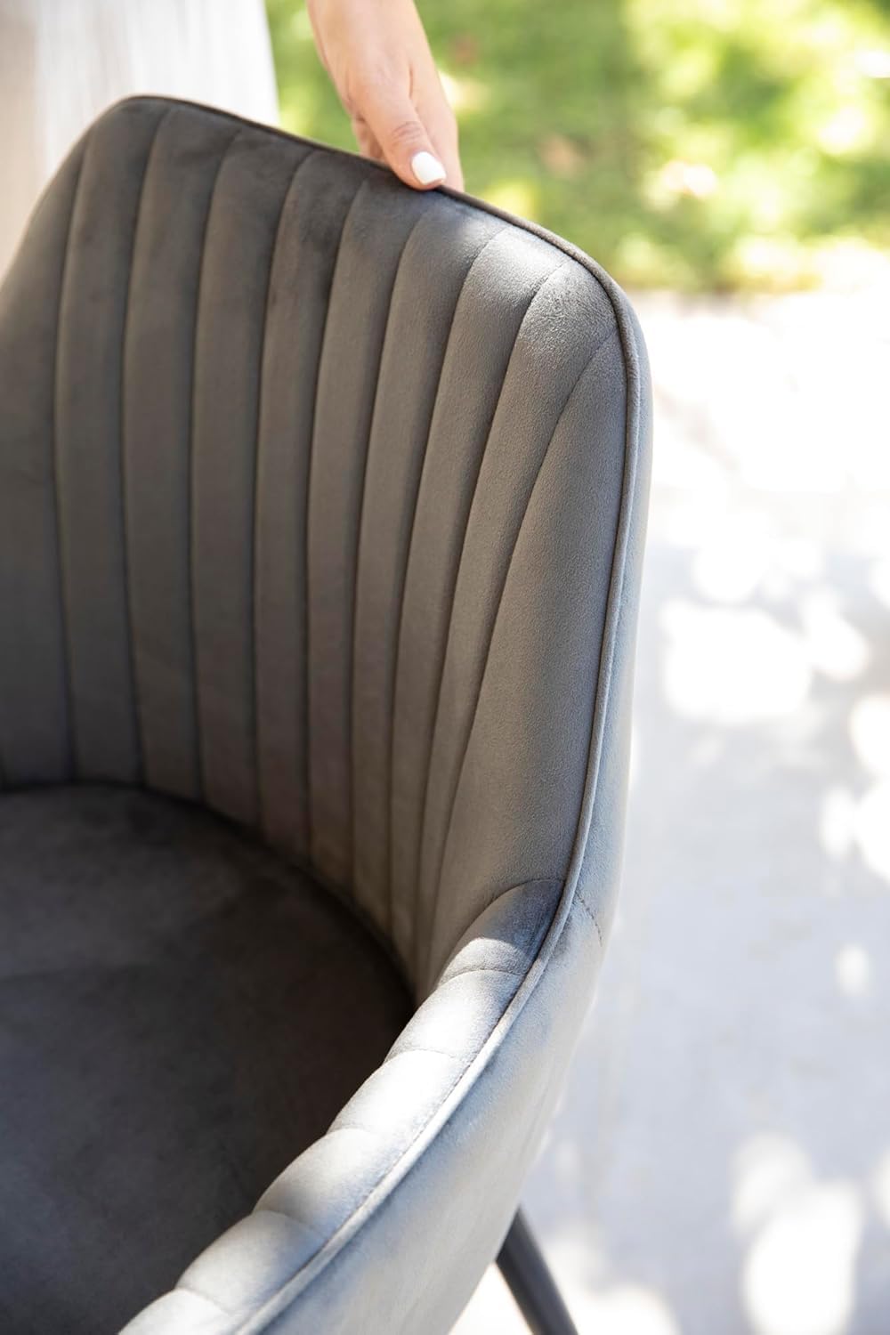 DUPI Sillón de Comedor JAVEA, Butaca tapizado en Antelina, Diseño Moderno, 58x58x86 cm (Pack 2 Unidades, Gris)