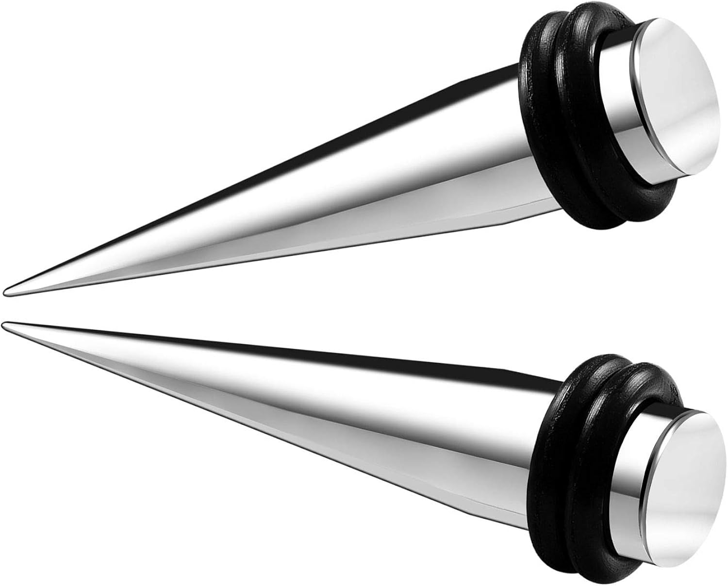 BanaVega 2PCS Stainless Steel 0g 8mm Flesh Black ORings Ear Taper