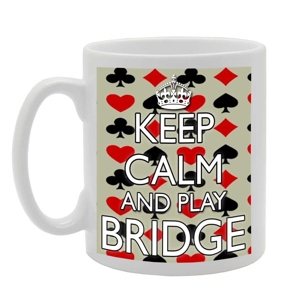 Coralgraph Inc Men's White Mg552 Keep Calm And Play Bridge Novelty Gift Printed Tea Coffee Ceramic Mug