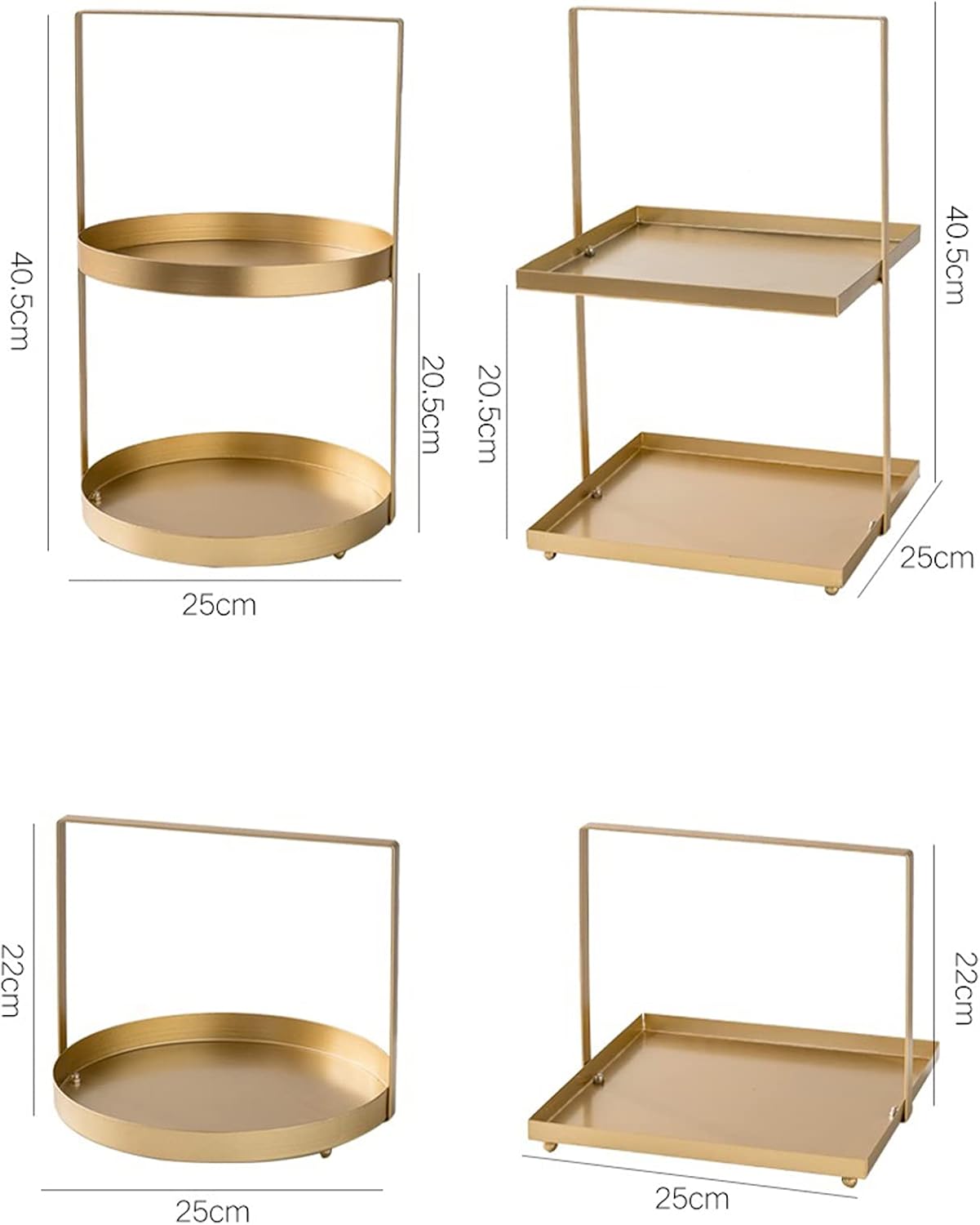 HB1 Metal Makeup Organizer Desktop Cosmetics Storage Box Dressing Toilet Kitchen Finishing Rack Home Decoration Key Tray Jewelry Props Necklace Bedroom,Gold 1