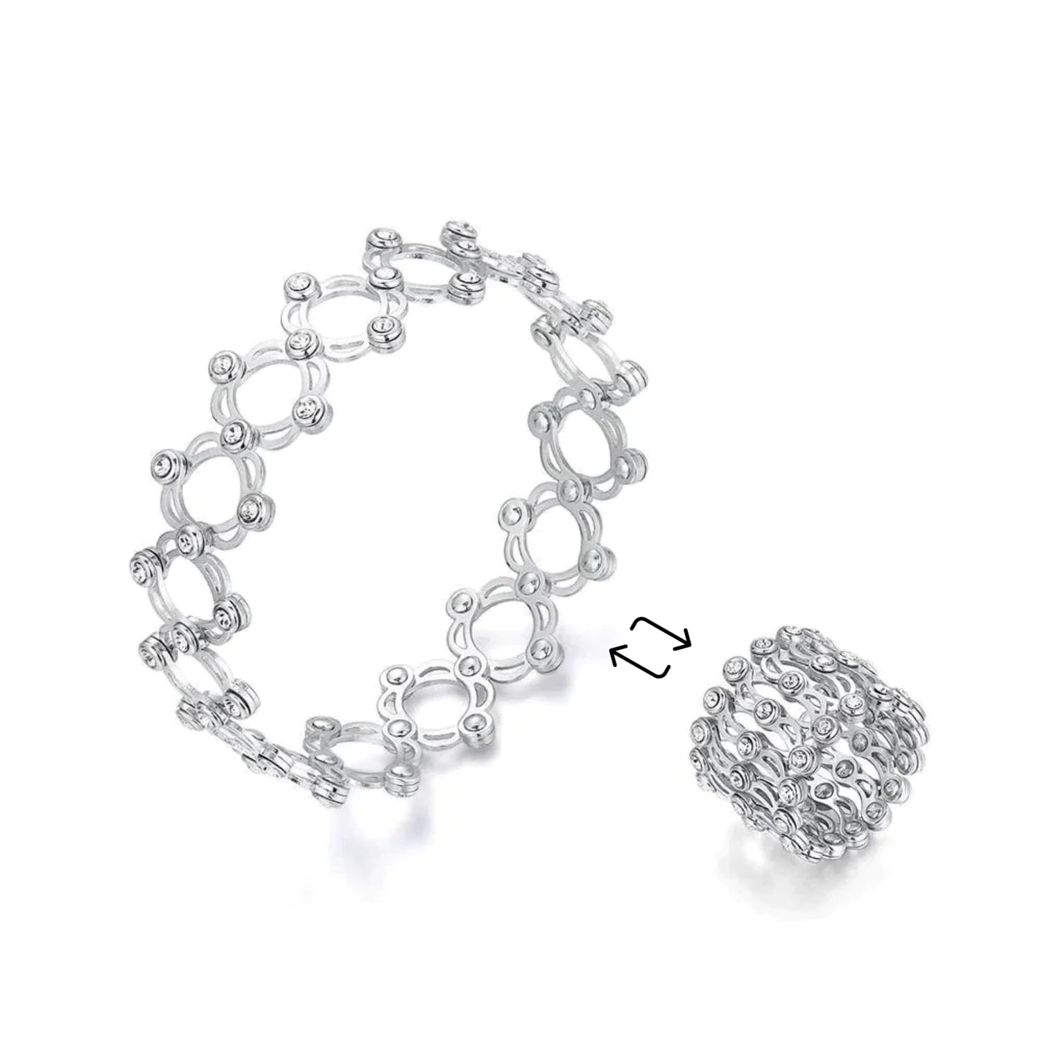 CHOTTEY LAL AND SONS 925 Sterling Silver Magic Ring Cum Bracelet Folding Ring/Kada For Womens and Girls Gifting (Silver, Ring 0.9" - Bracelet 2.6") (B0CKZFRBS4) Amazon Price History, Amazon Price Tracker