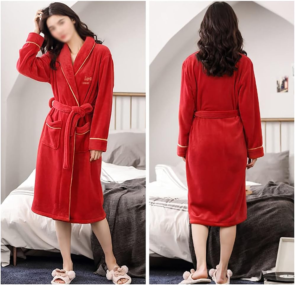Bathrobe Ladies Fall/winter Leisure Loose Thick Bathrobe Letter Embroidery Nightgown Home Service