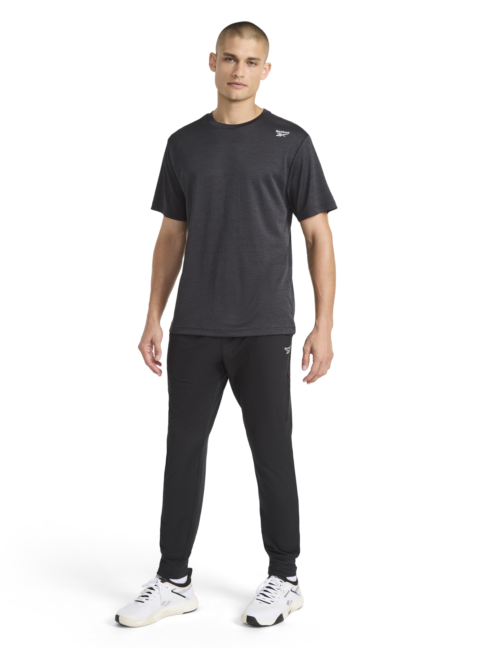 Reebok Apparel Męskie spodnie Dunk Jogger, standardowy krój, 30" Inseam, Lightweight Stretch Poly-Blend Fabric spodnie, czarne, małe