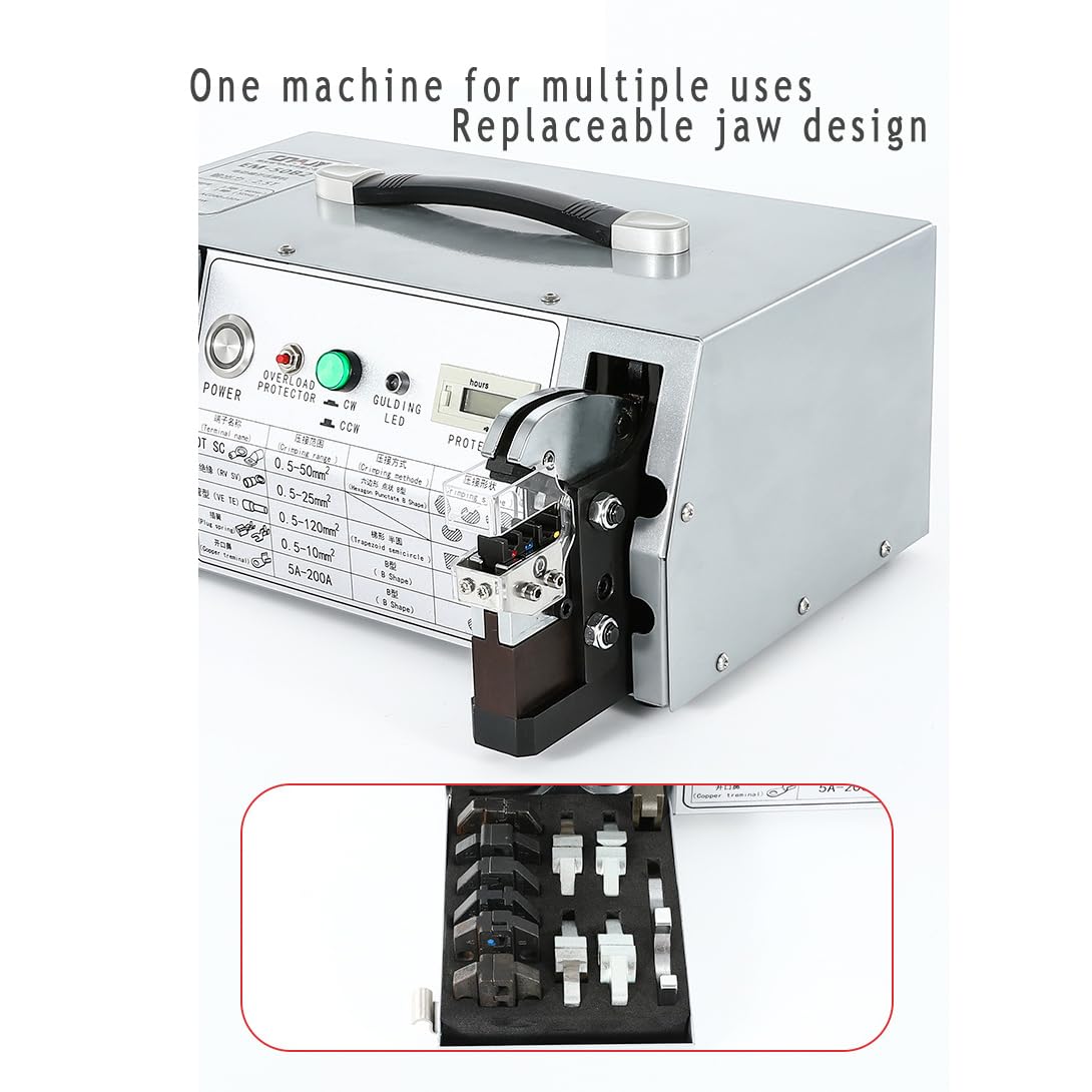 Alicates de crimpado eléctricos, máquina prensadora en frío, pelacables y herramienta de corte, adecuados para crimpado de terminales de 0,5 mm² a 120 mm²