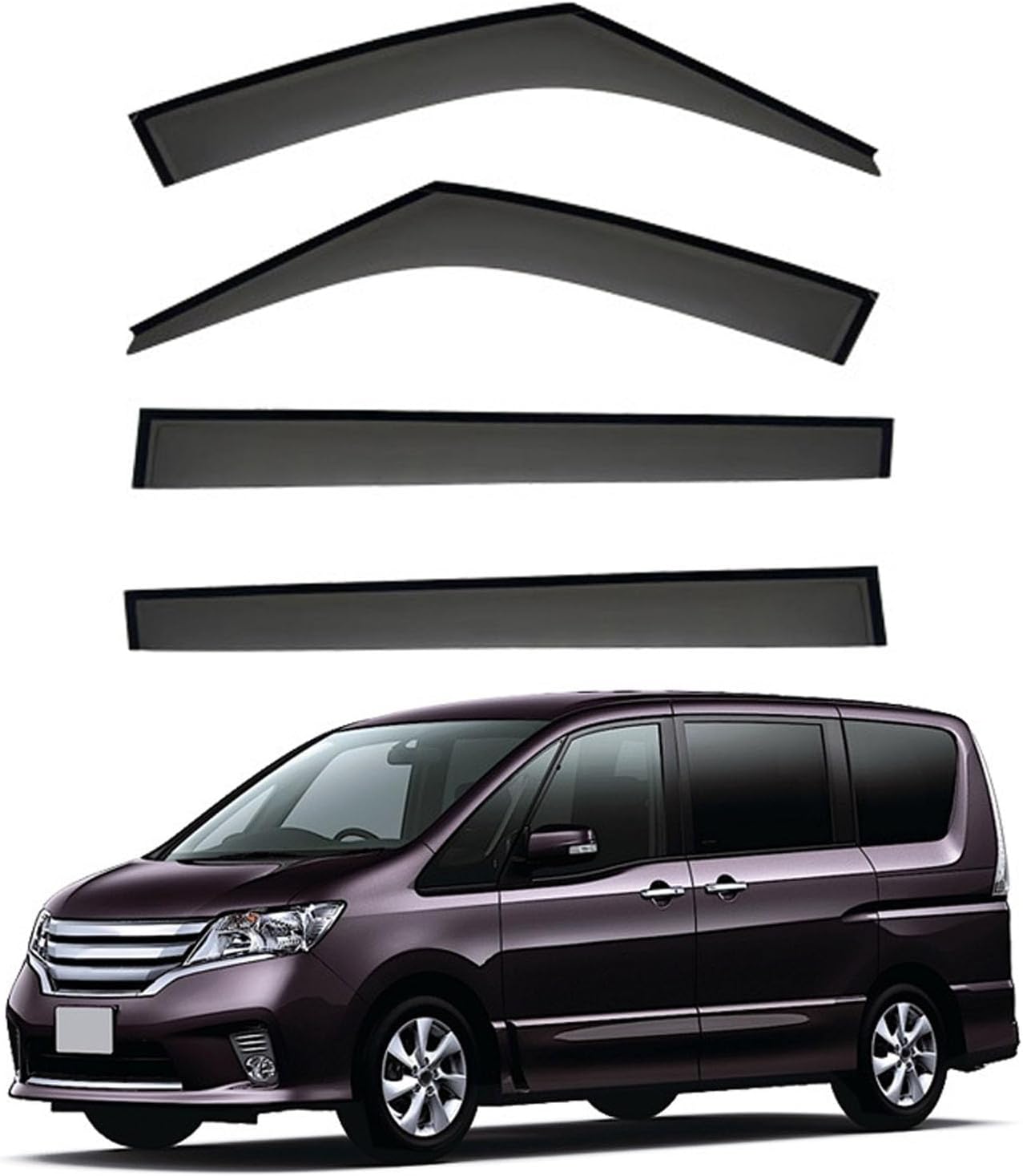 Side Window Deflectors for Nissan Serena 2001-2023 – Self-Adhesive Wind and Rain Guards, Easy Installation, Improved Airflow, Reduced Glare(Size:MK4-C26 2010-2016)