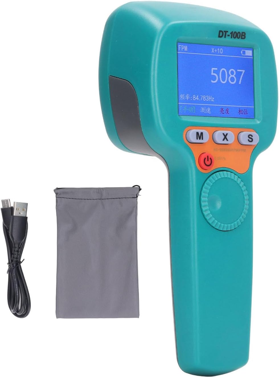 LED Stroboscope Tachometer, 1500LX, 60 to 9 99 9 99 RPM Range, Rechargeable 7.4V, Non Contacts Speed Measurement