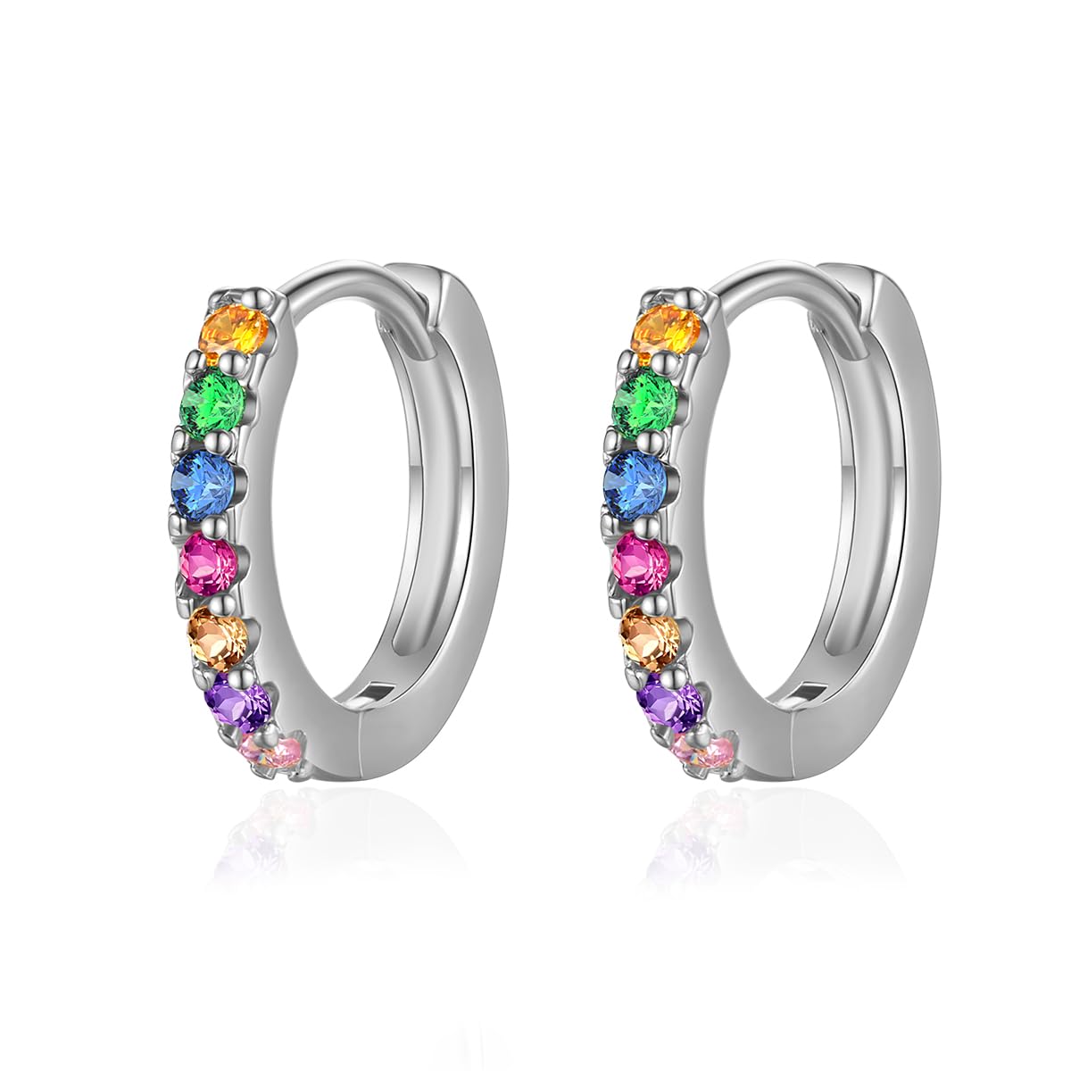 Colorful Crystal Huggie Hoop Earrings for Women Rhinestone Hoops Earring Stud Dainty Birthday Jewelry