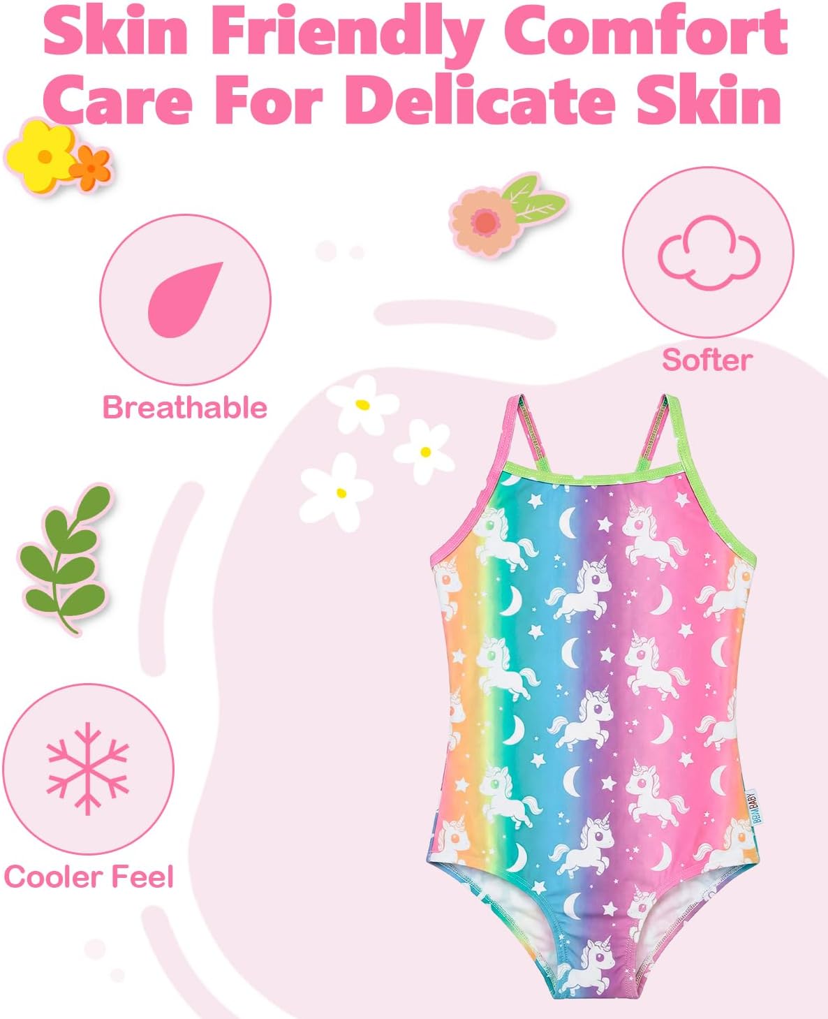 ALVABABY Baby Girls' One Piece Swimsuits, Adjustable Girl Bathing Suits for Swimming Lessons Beach