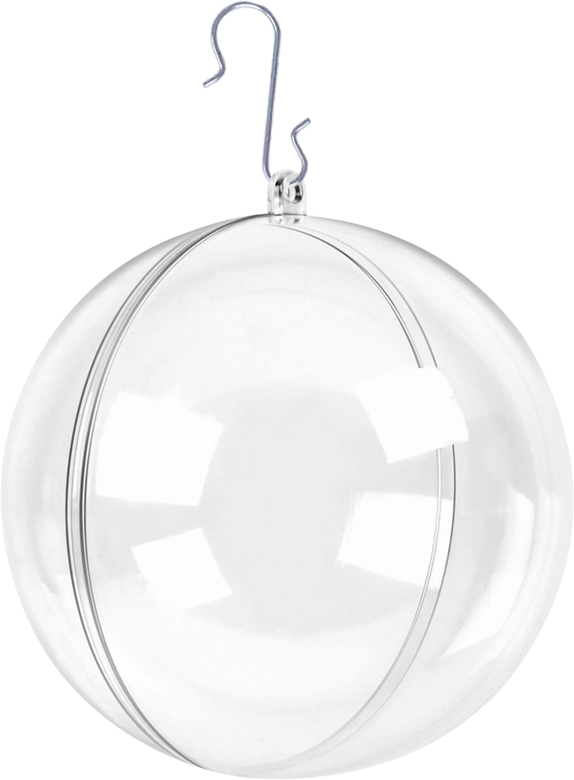 Zilo Novelties Clear Fillable Christmas Ornaments Large Clear Ball 100mm | Clear Ornaments for Crafts | Fillable Ornament Balls | Pack of 10 Christmas Ball Clear Plastic Ornaments for Christmas