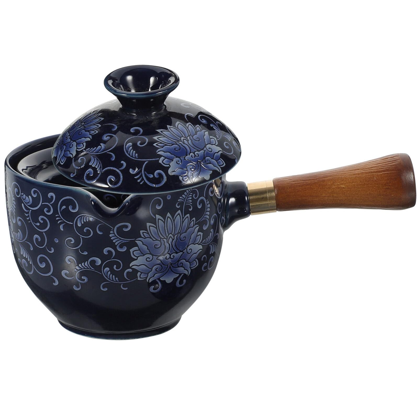 PRETYZOOM Tetera De Cerámica Con Mango Lateral De Madera Tetera De Porcelana Con Rotación De 360 ​​Grados Dispensador De Té De Kung Fu Tetera China Tetera Japonesa Para Té De Flores De