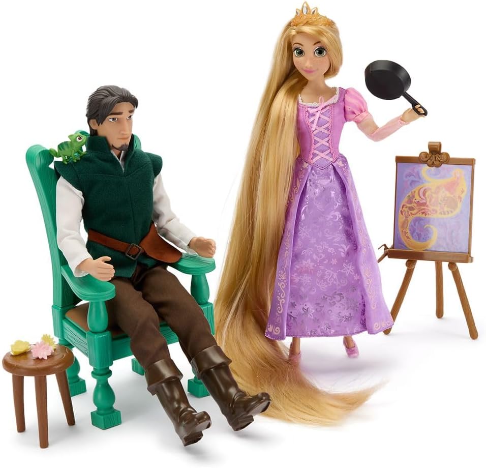 Disney Store Official Rapunzel Classic Doll Gift Set - Tangled Play Set - Disney Princess Toys Playset Featuring Rapunzel, Flynn Rider, Maximus, & Pascal Dolls with Accessories