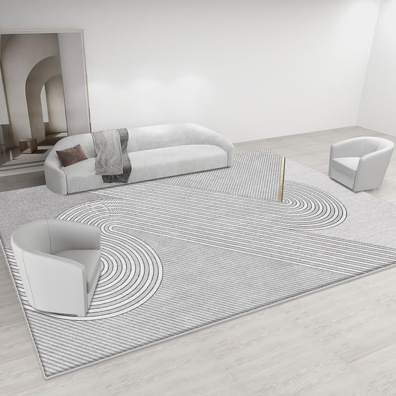 Tapis géométrique gris et jaune 200 x 290 cm de qualité supérieure pour grand salon