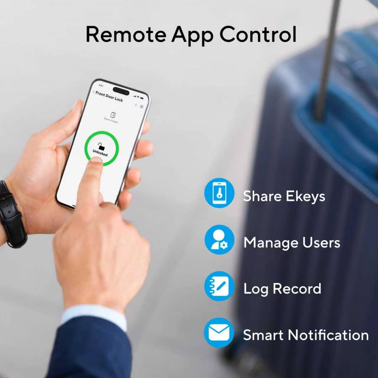 ULTRALOQ Latch 5 Built-in WiFi Smart Lock con NFC, 5-in-1 Keyless Entry, serratura con Bluetooth, maniglia intelligente con tastiera (nero)