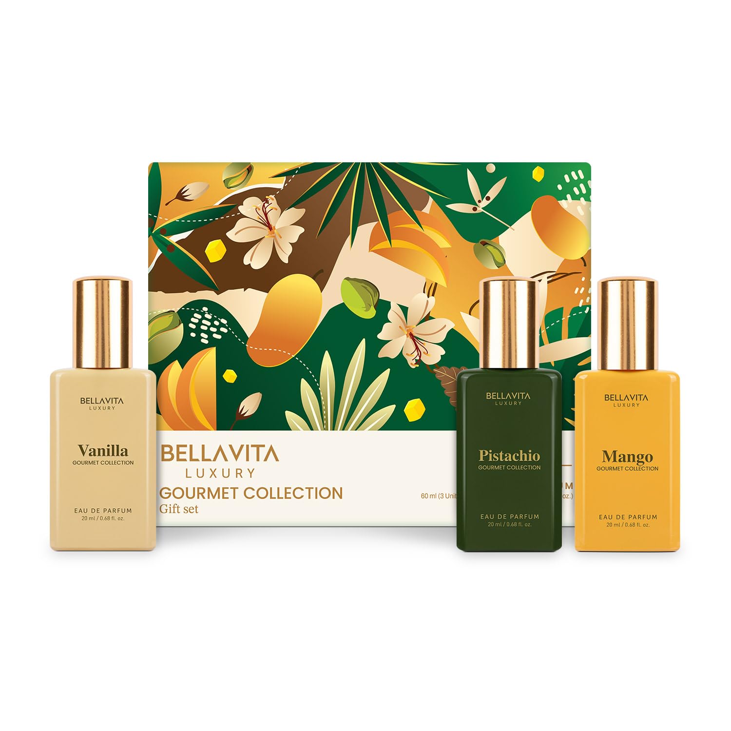 BELLAVITA Luxury Gourmand Perfume Gift Set for Men & Women | Treat Inspired Fruity Scent with Warm & Cozy Vanilla, Mango & Pistachio notes | Signature Sweet Scent | Gourmet Eau de Parfum