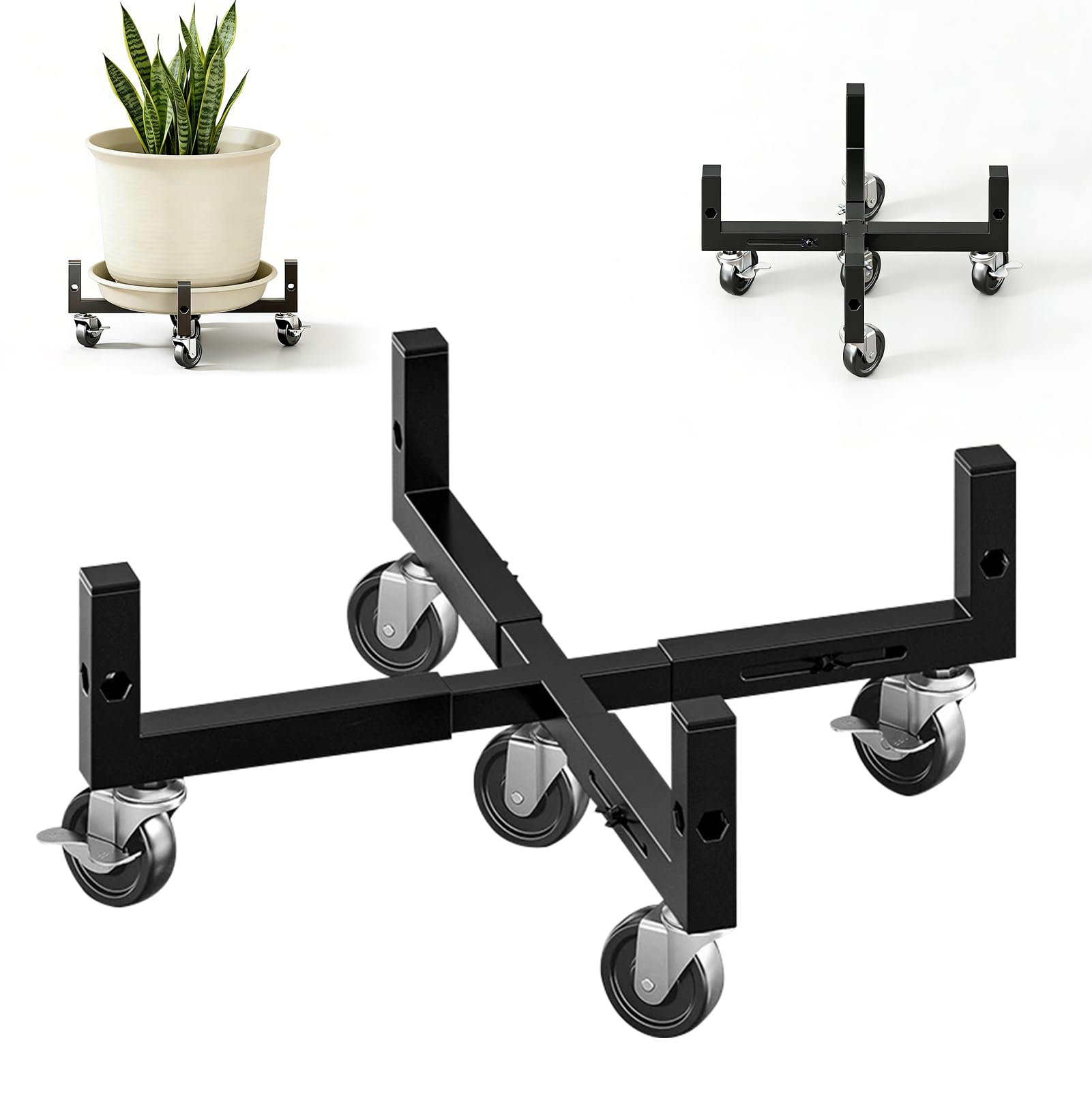 Chariot à Plantes à roulettes Réglable, Support Pot Fleur Roulant 100 kg