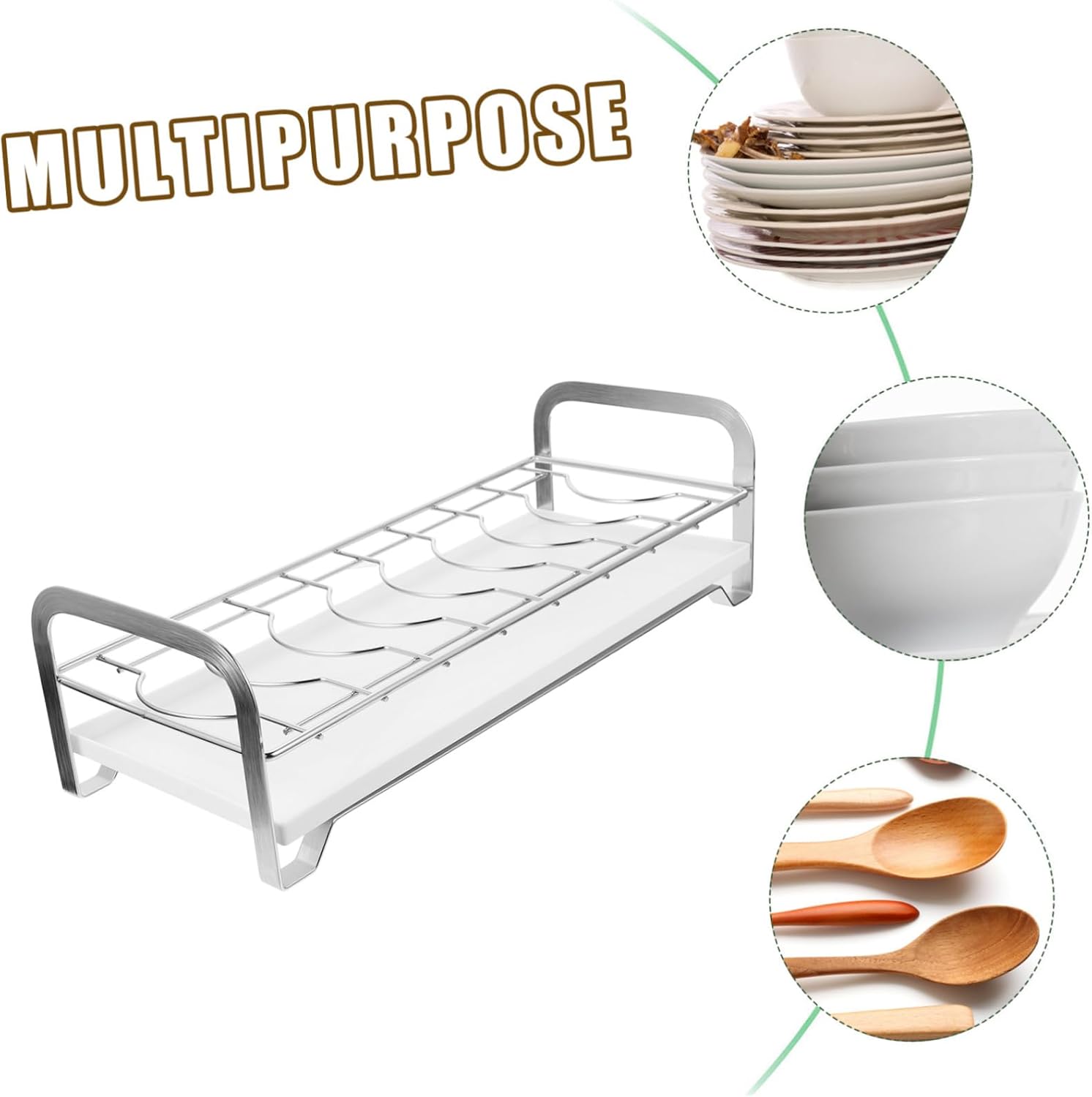 Stainless Steel Kitchen Dish Rack with Drainboard Countertop Dish Drainer Organizer for Plates Cups and Cutlery Storage Portable and Kitchen Drying Shelf