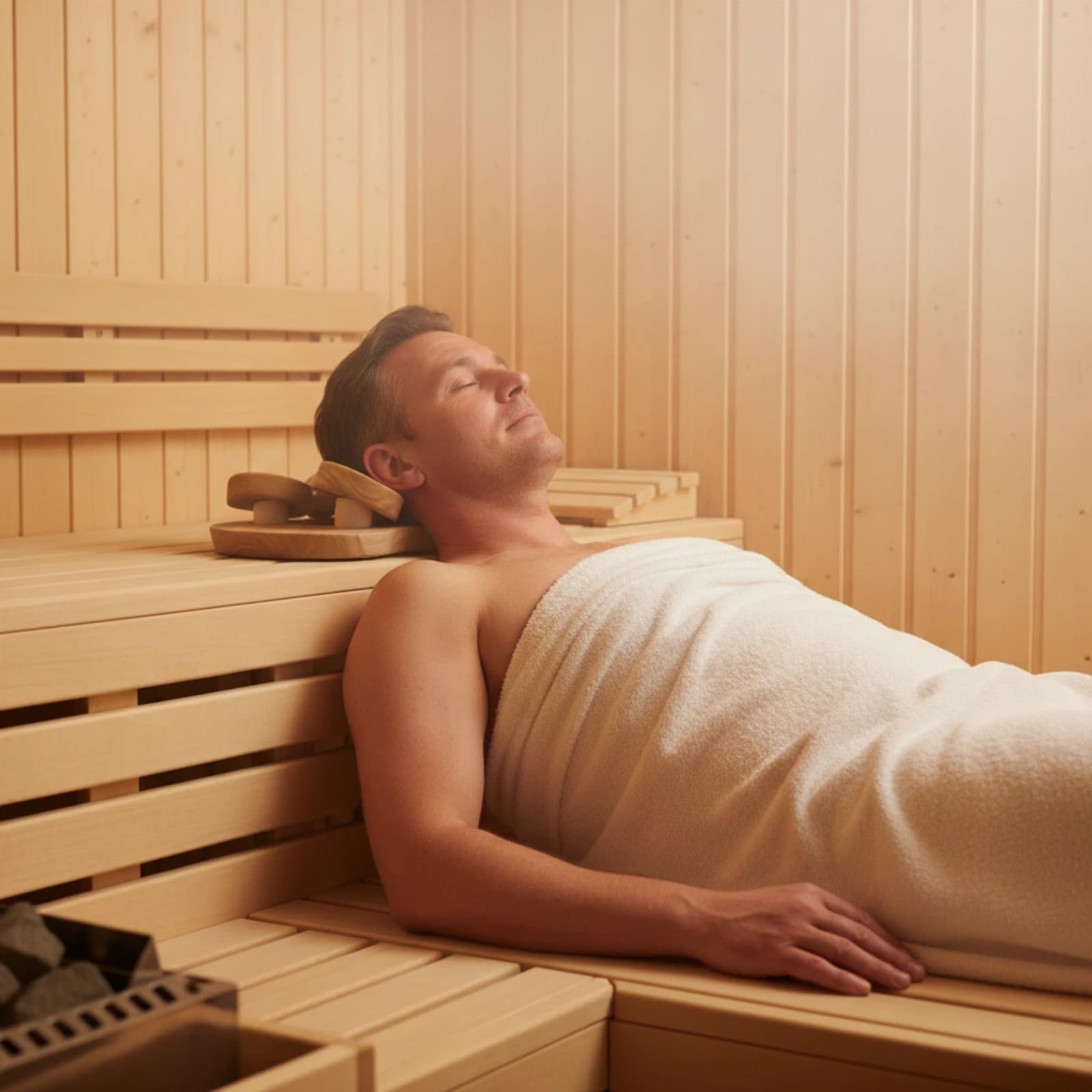 Generico Poggiatesta per Sauna in Legno con Disco Rotante, Cuscino cervicale per Sauna in Legno a Quattro Punti, Supporto per la Testa e Cuscino per Il Collo per alleviare Il Dolore a Collo e Spalle.