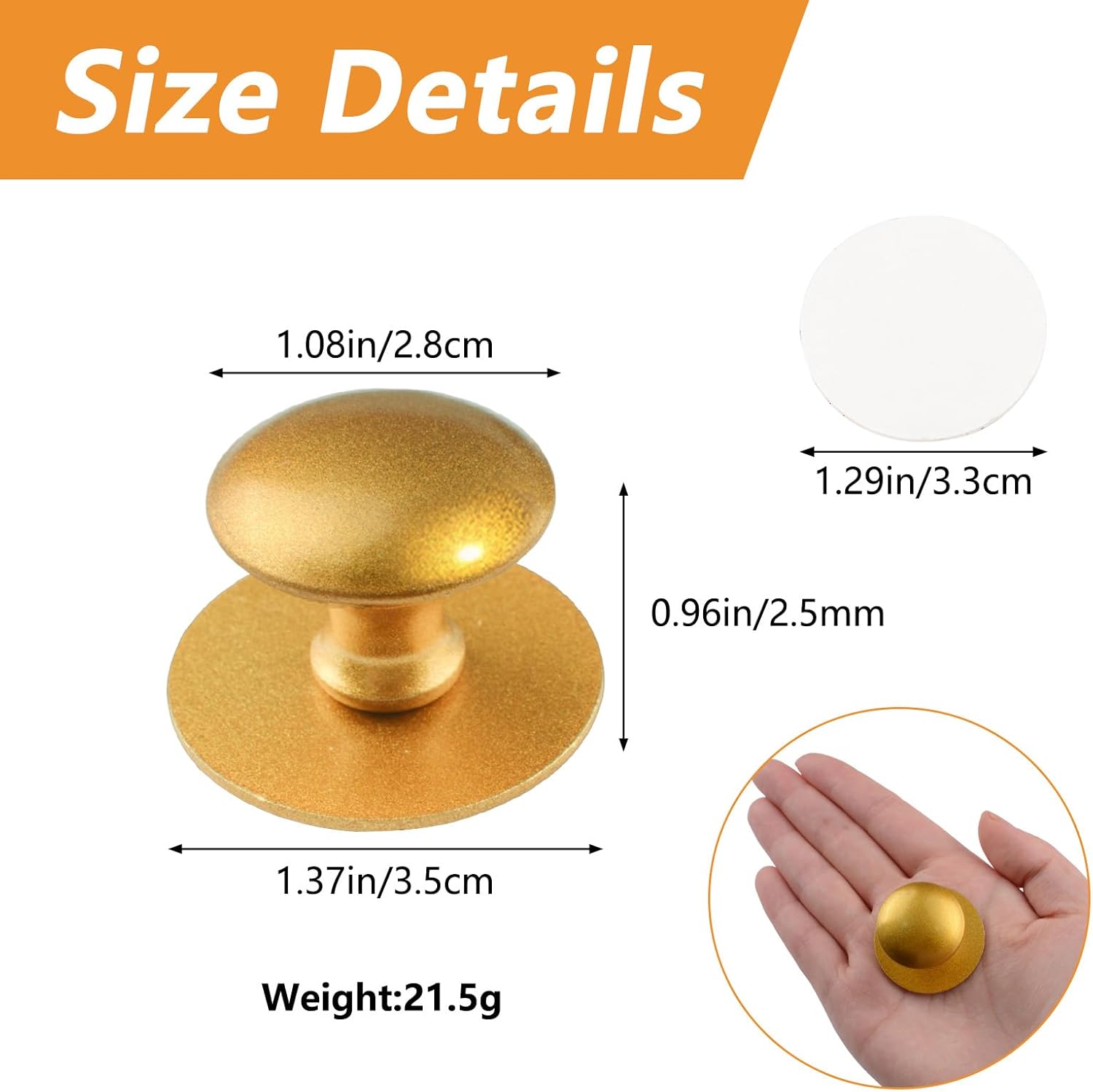 MOROBOR Adhesive Cabinet Knobs, 20pcs Self-Stick Instant Kitchen Pulls Stainless Steel Drawer Knob for Windows, Wardrobes, Cabinets, Drawers (Matter Gold)
