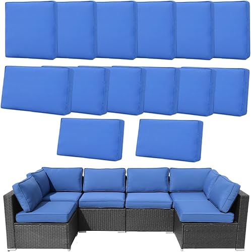 Miniatura 19 de 14 piezas de fundas de cojín de repuesto lavables para exteriores con cremallera para sofá de 6 plazas, fundas de patio, solo para asiento y Gris