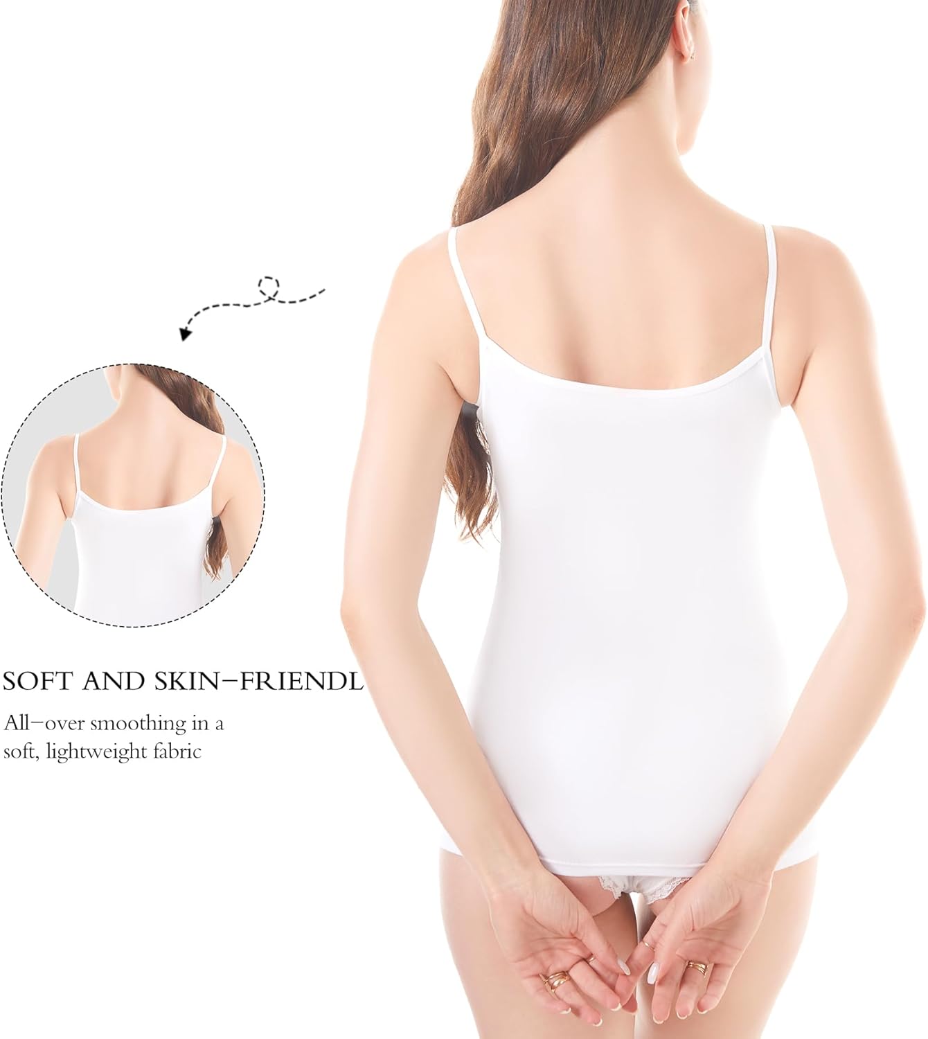 Womens Tank Top Camisoles with Premium Cotton Italian Design - Trimmed with Flower Lace on Neckline - Image 4