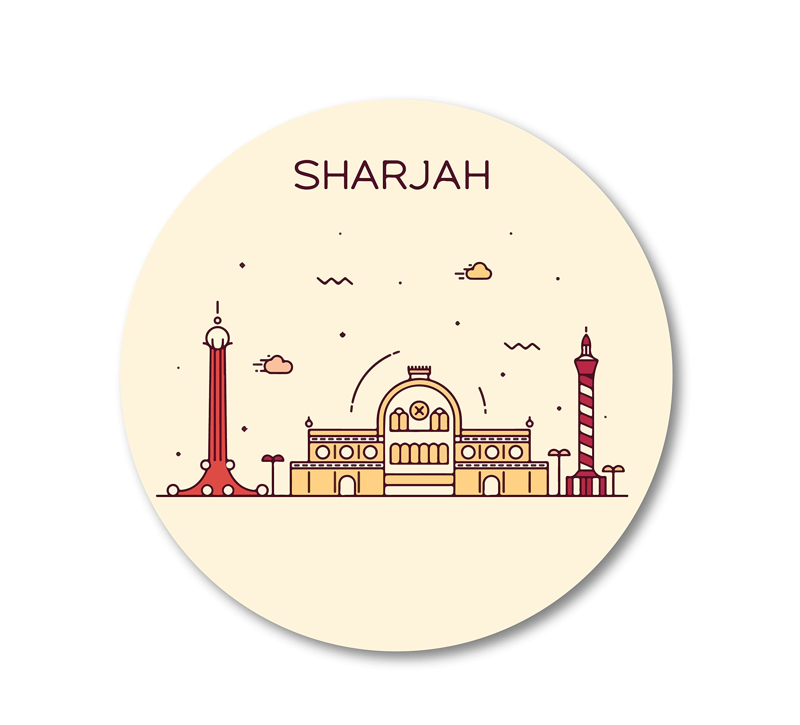 Sharjah Fridge Magnets for Kitchen Home Fridge Refrigerator Decorations Souvenir Gift Wooden Fridge Magnets Multicolor (3 x 3 Inch) Pack of 1