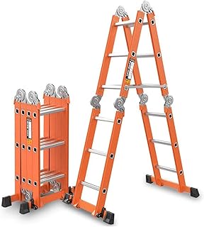 Telescoping Extension Ladder,Ladder Aluminum Telescopic/telescoping- Ladder Multi Purpose Foldable & Extendable Ladder with Stabiliser Bar Herringbone Ladder 2.8m Comfortable Anniversary
