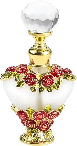 Yetaha Botella de perfume decorativa de lujo, botellas de perfume vacías recargables de cristal vintage, botella de aceite esencial de vidrio con